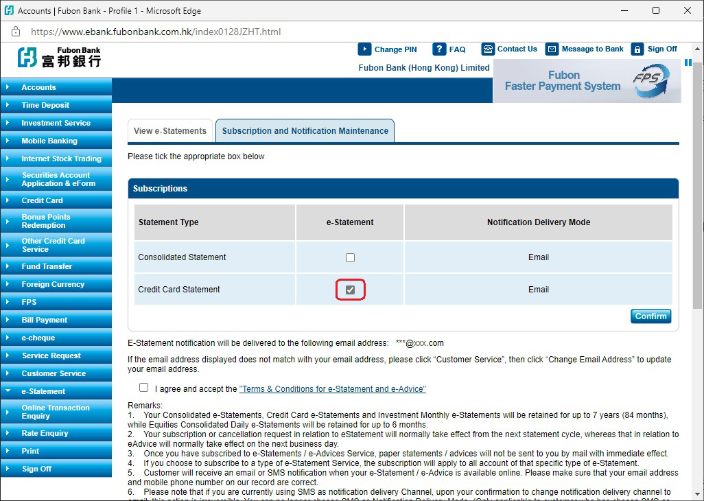 Step 3: Tick the box for Credit Card Statement image