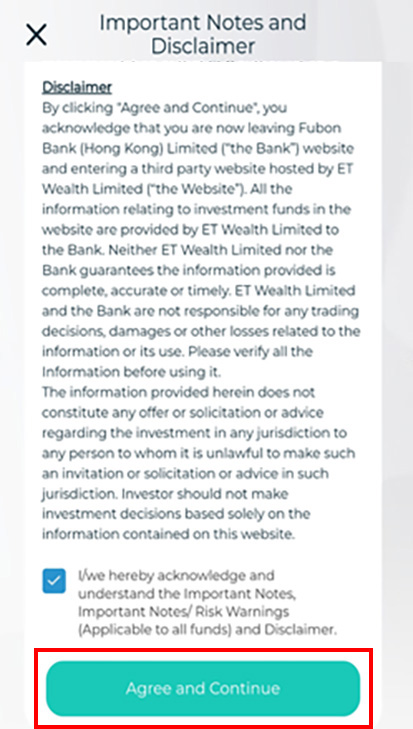 Step 3: Read Important Notes and Disclaimer and 
click Agree and Continue Screenshot
